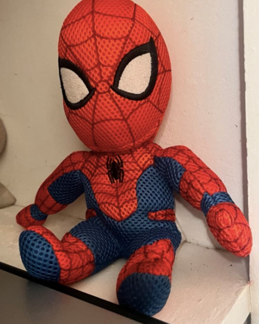 Marvel Spider-Man Red Blue Mesh Plush Stuffed Toy Hanging Loop
